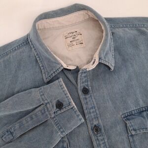 J Crew Mens XL Denim Workshirt Button Down Long Sleeve Cotton Anchor Buttons